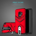 Wholesale Galaxy S9+ (Plus) Metal Hook Carry Stand Hybrid Case (Red)